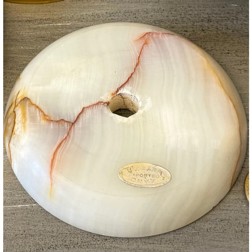 Vintage Onyx Chandelier Part Stone Bobeche Plate Imported Heavy Round 4–5”